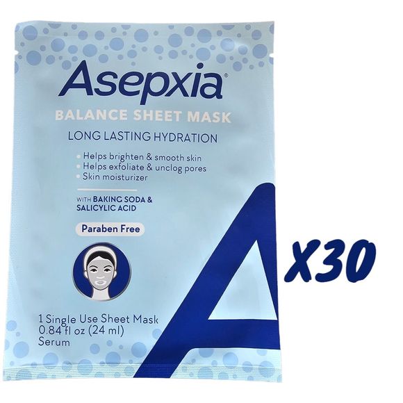 30 Asepxia Balance Sheet Mask Baking Soda Salicylic Acid Oil Free Face Mask - Picture 1 of 4